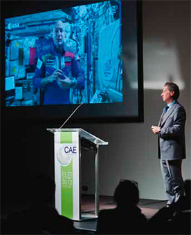 An exciting moment of the Conference: the connection with the Italian astronaut