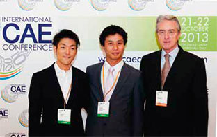 Left: Tomoya Tanaka of Honda Engineering Co.,Ltd. Middle: Motoaki Ioroi of Honda Engineering Europe Ltd. Right: Stefano Odorizzi, CEO of EnginSoft